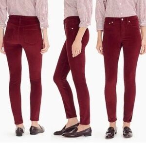 J. Crew Velvet Corduroy Maroon High Rise Cigarette Jeans Pants‎